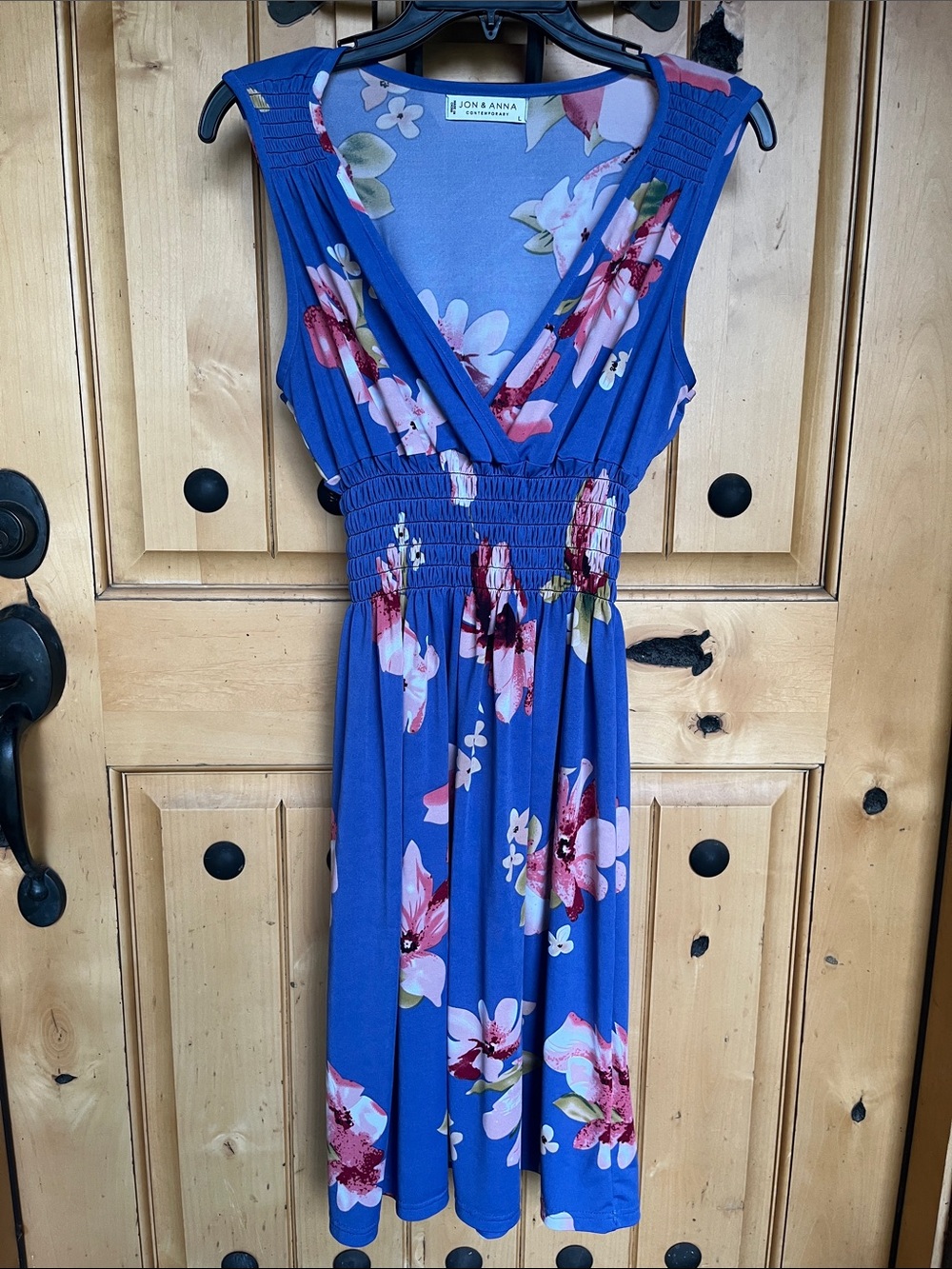 Jon & Anna Royal Blue Floral Wrap-Style Dress